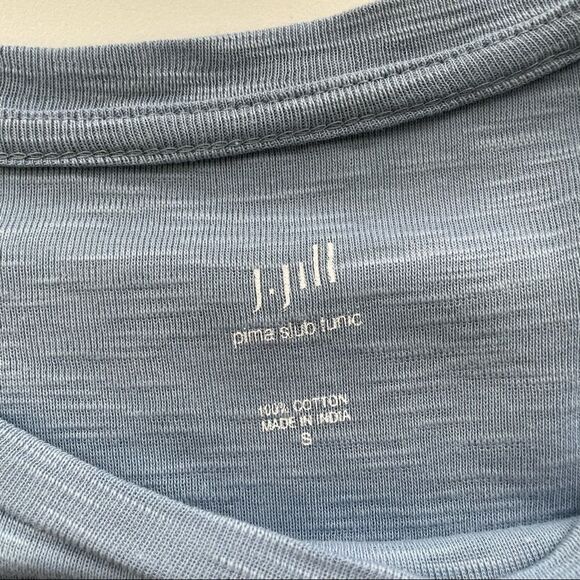 J.JILL PIMA COTTON SLUB TUNIC TOP ROBIN’s Egg Blue round neck short sleeve sz S - Picture 5 of 9